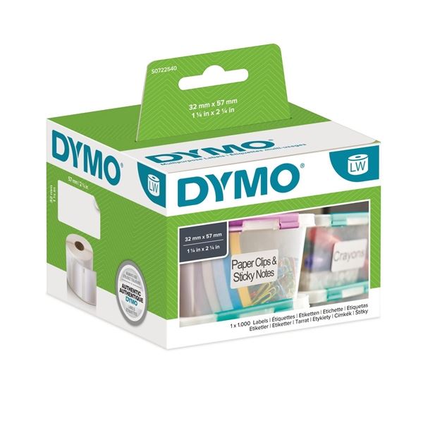 Papírové štítky Dymo LW, 57 x 32 mm, bílé, 1000 ks