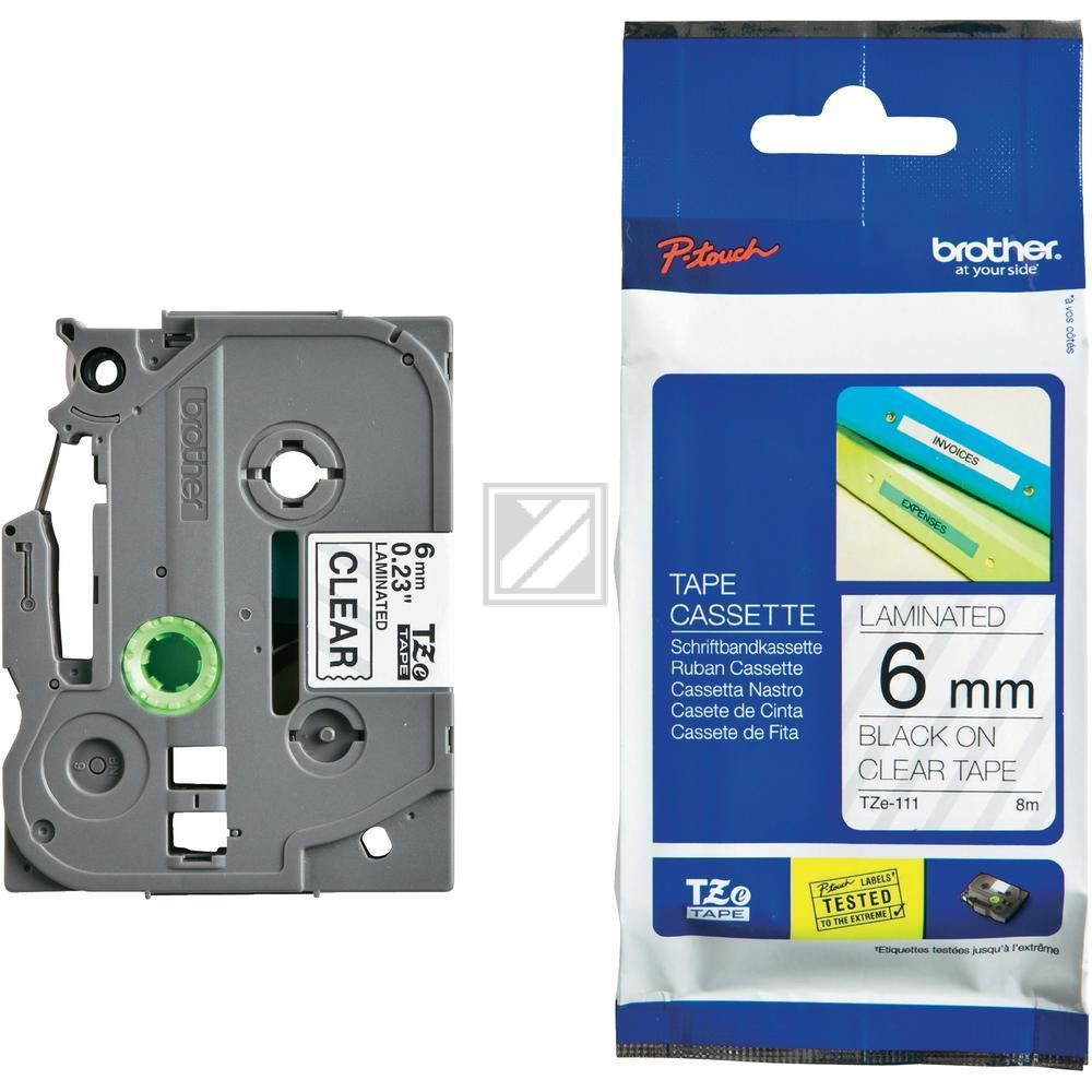 Brother Schriftbandkassette schwarz/transparent (TZE-111)