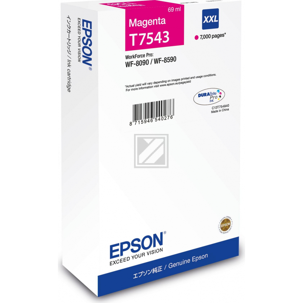 Epson Tintenpatrone magenta HC plus (C13T75434N, T7543)