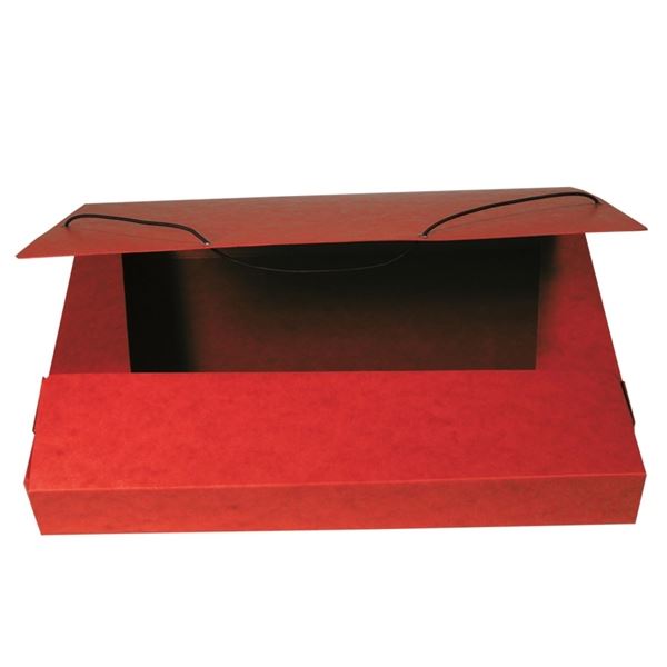 Prešpánový box na spisy s gumičkou A4, červený