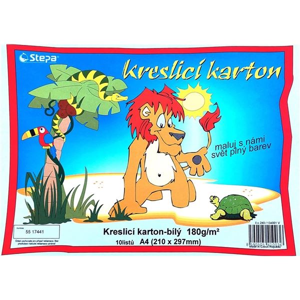 Kreslicí karton A4 bílý, 180g/m2, 10 listů