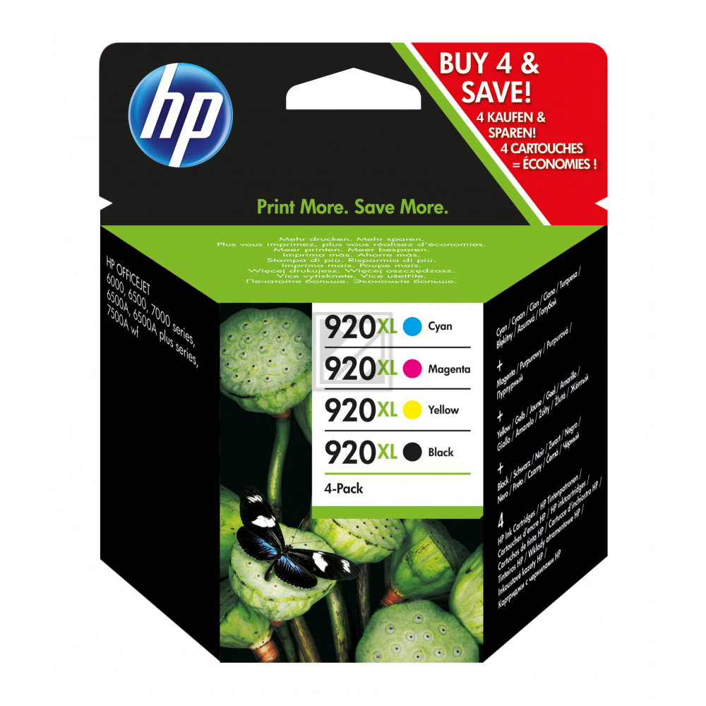 HP Tintenpatrone gelb, magenta, schwarz, cyan HC (C2N92AE, 920XL)