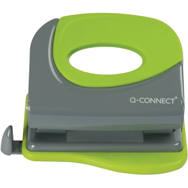 Děrovačka Q-Connect, 20 listů, šedá/zelená