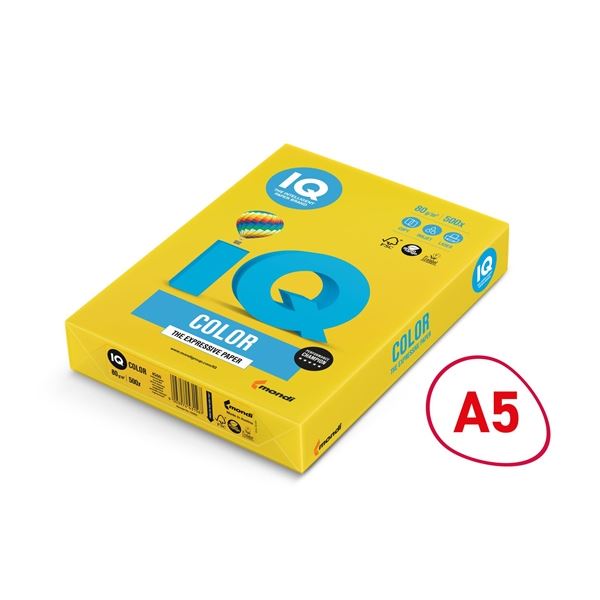 Bar.papír IQ Color A5-IG50,inten.žl.,80 g/m2,500l.