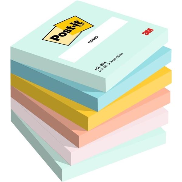 Bloček Post-it Sticky, 76 x 76 mm, BEACHSIDE, 6 ks