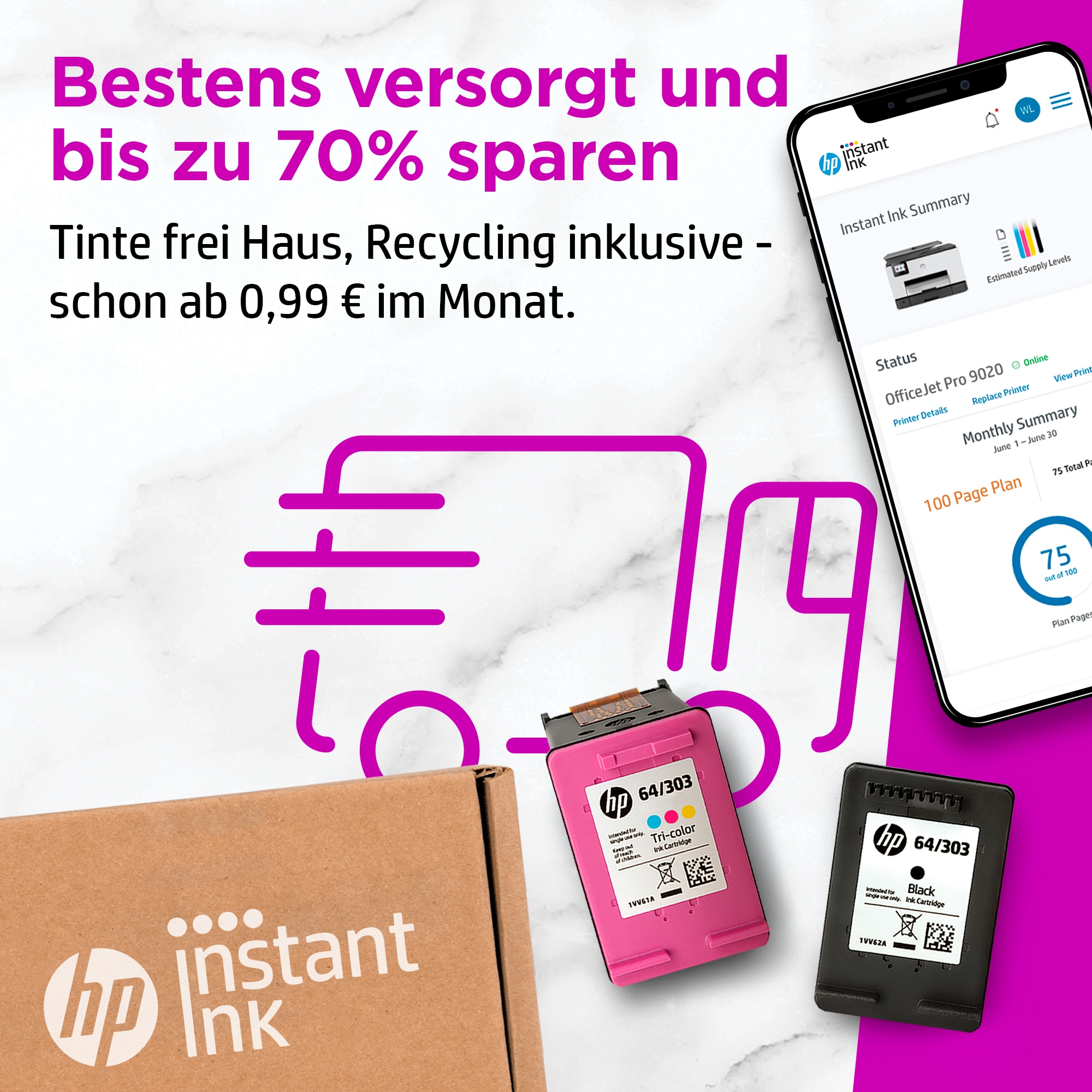 HP DeskJet Plus 4122 Thermal Inkjet A4 4800 x 1200 DPI 8,5 Seiten pro Minute WLAN