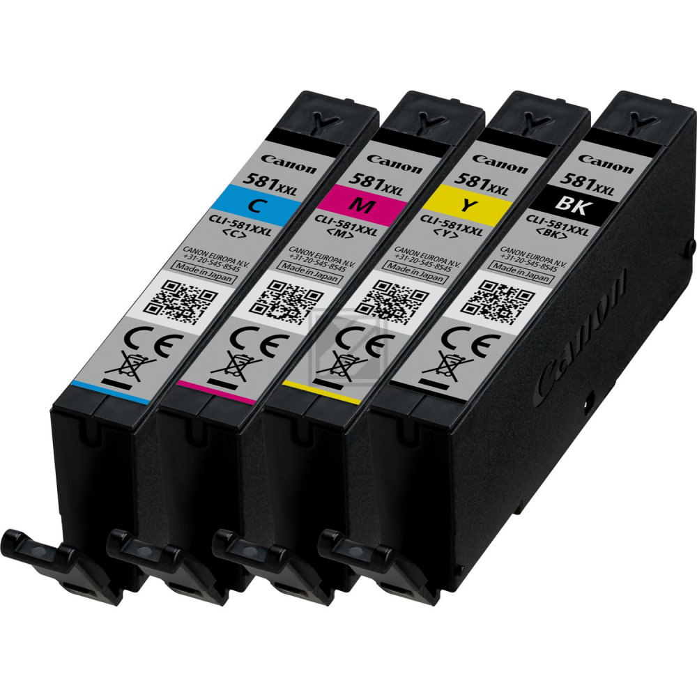 Canon Tintenpatrone gelb, magenta, schwarz, cyan (1998C005, CLI-581BKXXL, CLI-581CXXL, CLI-581MXXL, CLI-581YXXL)