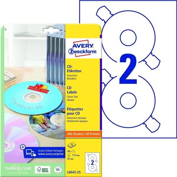 Etikety na CD ClassicSize, průměr 117 mm, 50 ks