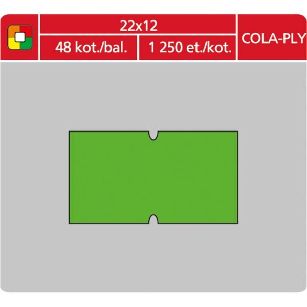 Cenové etikety COLAPLY - 22x12, 1250 ks, zelené