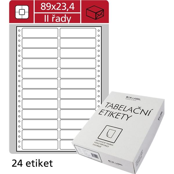 Tabelační dvouřadé etikety, 89 x 23,4 mm, 12000 ks