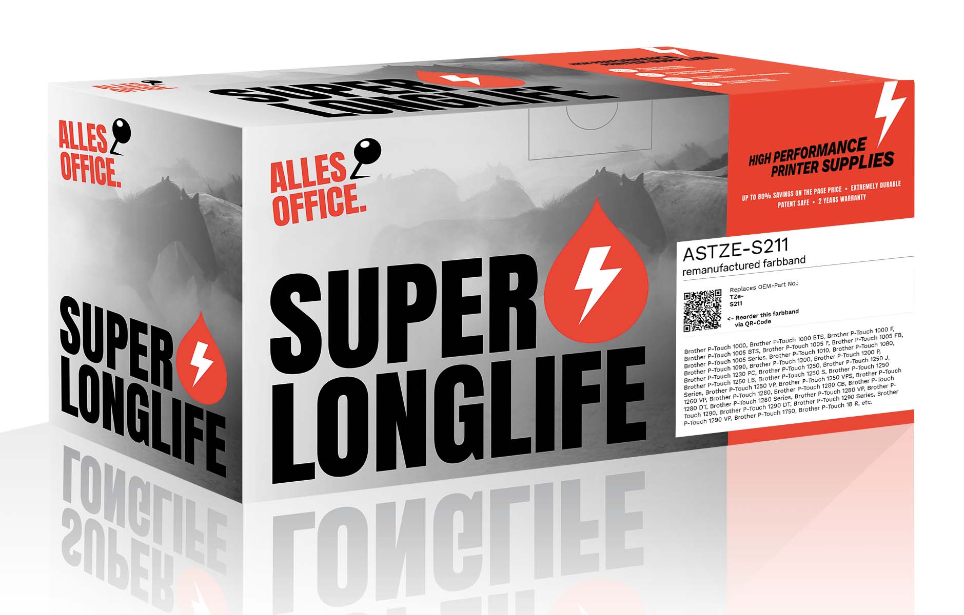 Superlonglife Brother TZe-S211 Páska černobílé