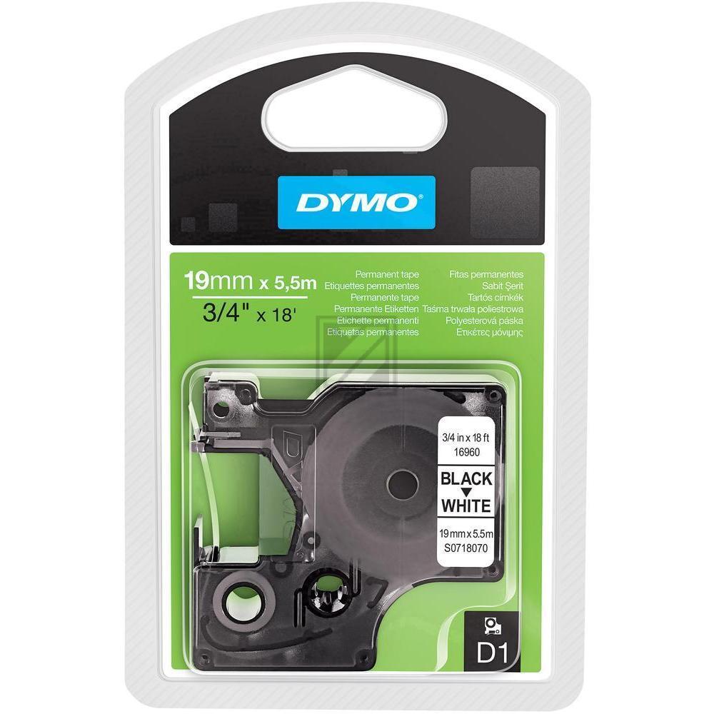 Dymo Schriftbandkassette schwarz/weiß (S0718070, 16960)