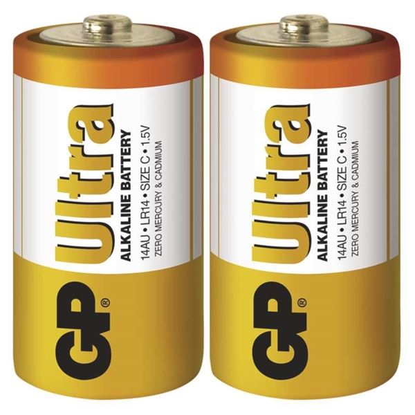 Alkalické baterie GP Ultra C, LR14, 1,5V, 2 ks