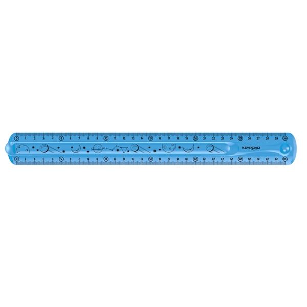 Pravítko KEYROAD Flexi 30 cm, ohebné, modré