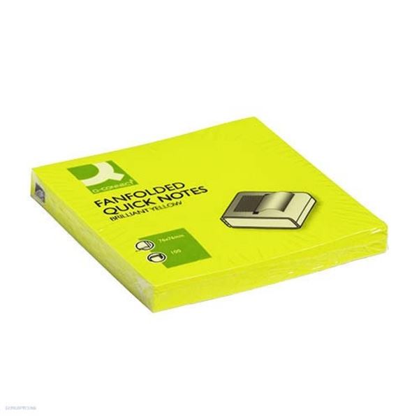 Z-Bloček Q-Connect, 76 x 76 mm, neonově žlutý