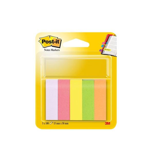 Značkovací bločky Post-it, 15 x 50 mm, mix barev