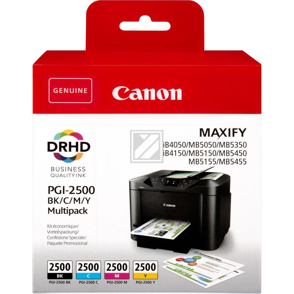 Original Canon 9254B001,9265B001,9266B001,9267B001 / PGI-2500BKCMY Tinte schwarz, cyan, magenta, gelb - 4 Stück