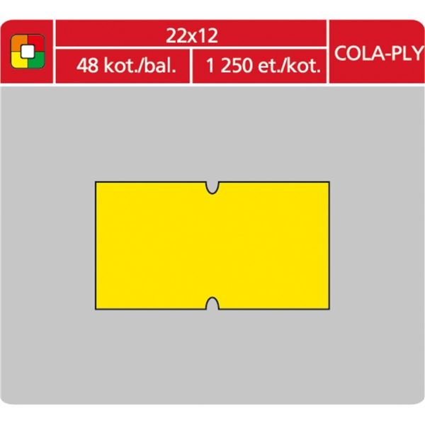 Cenové etikety COLAPLY - 22x12, 1250 ks, žluté