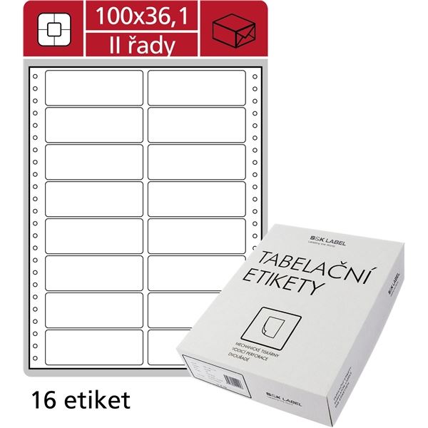 Tabelační dvouřadé etikety, 100 x 36,1 mm, 8000 ks