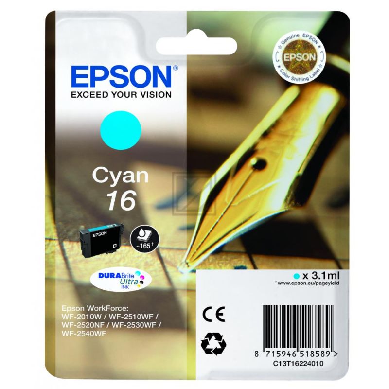 Original Epson C13T16224012 / 16 Tinte cyan