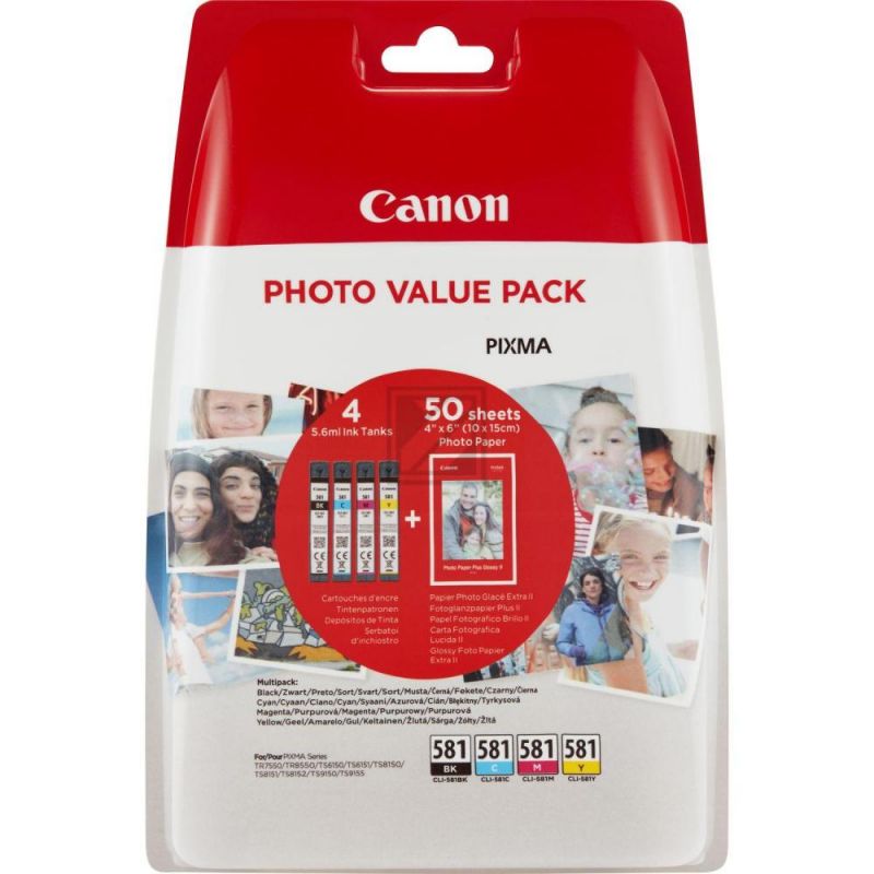 Original Canon 2106C005 / 581 Tinte Schwarz, Cyan, Magenta, Gelb - 4 Stück