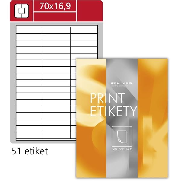 Snímatelné etikety, bílé, 70,0 x 16,9 mm, 5100 ks